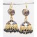 Earrings Enamel Meena Jhumki Dangle Sterling Silver 925 Gold Rhodium Blue Beads Traditional E512